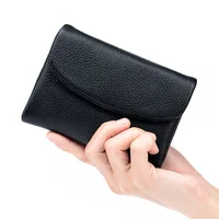 Coin Purse Genuine Cow Leather Short Wallet Trifold for Small Women's  Purses Clutch Cowhide Card Holder Travel Card Wallets - Image 3