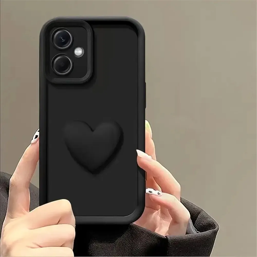 Matte 3D Love Heart Silicone Shockproof Phone Case