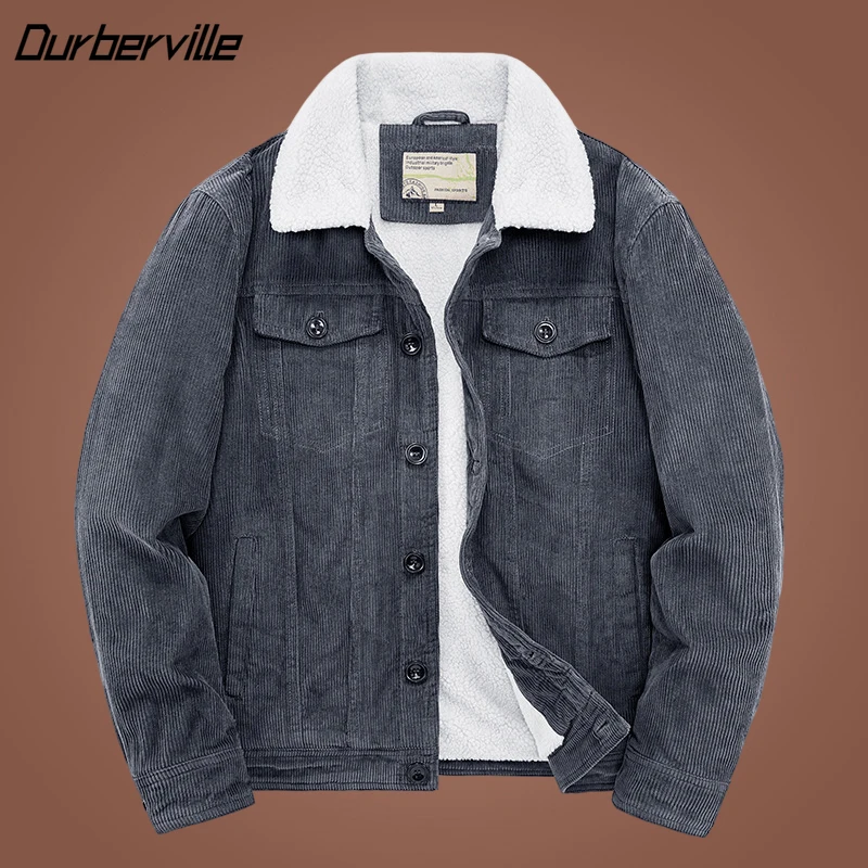 Men Winter Warm Jackets Corduroy Military Coat Male Cotton Thick