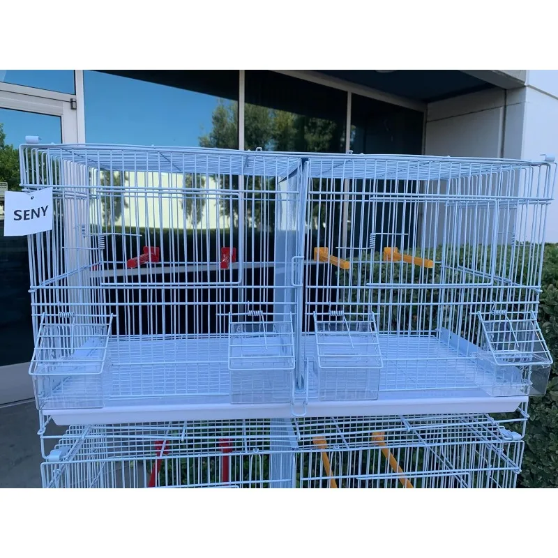 Set of 4 Stackable Breeding Bird Cage for Canary Finch Small Birds (White) 6