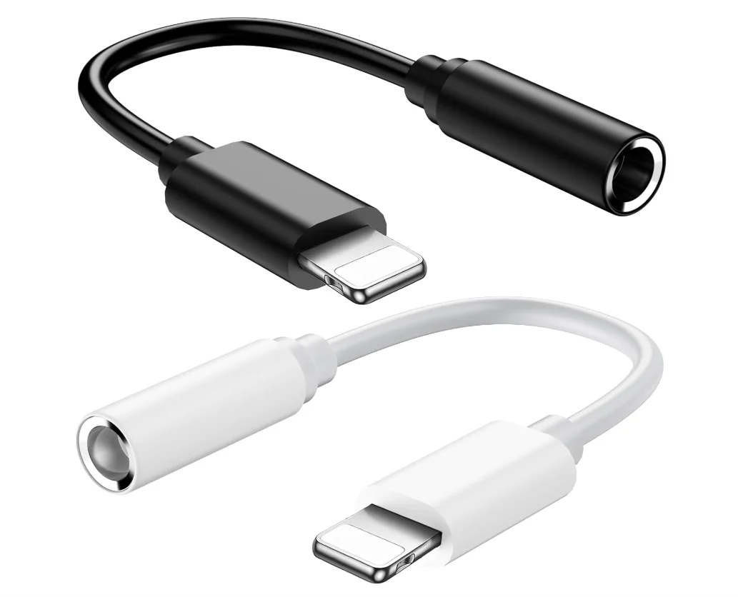 Lightning to Headphone Adapter 2 Pack MFi Certified Lightning to 3.5 mm Headphone Jack Adapter for iPhone Earphone Converter Dongle Aux Audio Cable