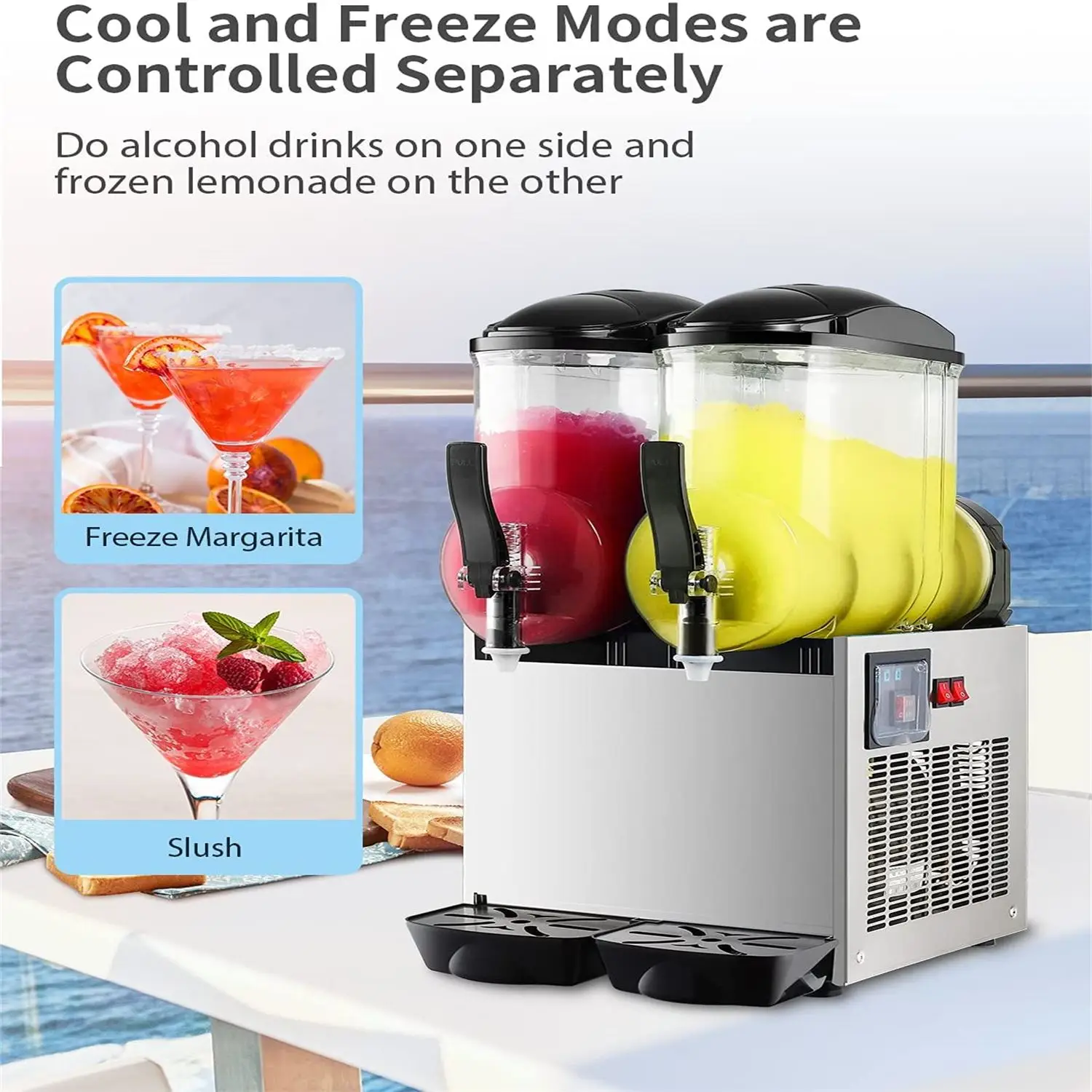 6.4 GAL Commercial Slushy Machine, 24L Stainless Steel Margarita Smoothie Frozen Drink Maker for Ice Juice Tea Coffee Making 2