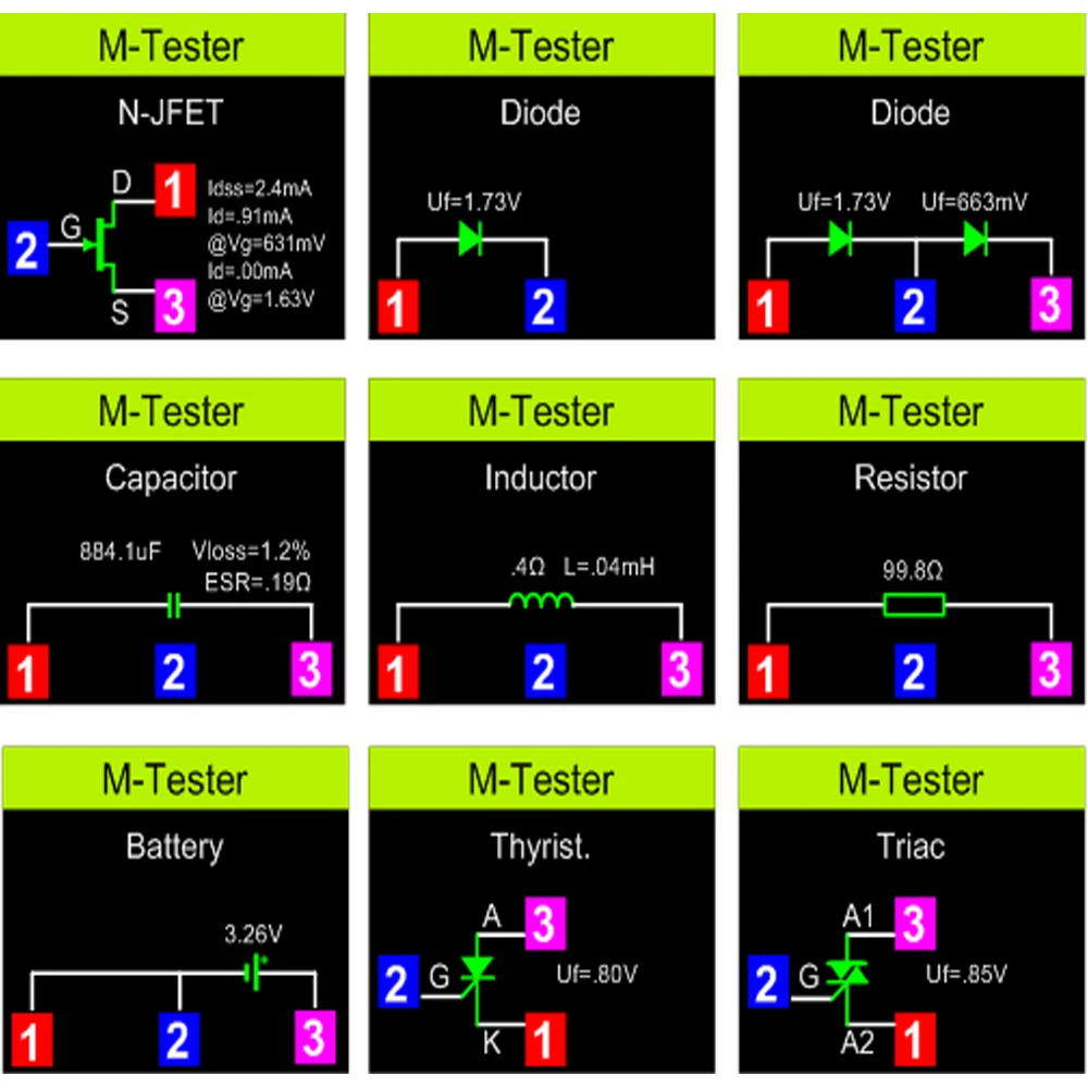 LCR-TC1 TFT LCD ÷ Ƽ  Ʈ ׽, ̿ Ʈ̿ Ŀн  ׽Ʈ , MOSFET NPN PNP Ʈ̾ MOS, 1.8 ġ