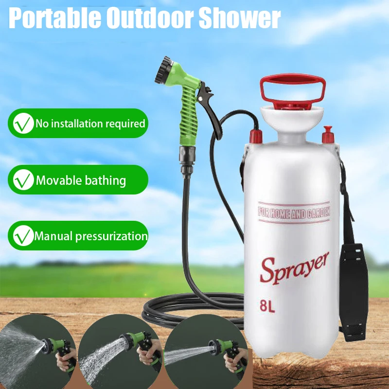 Portable Camping Shower – 4/8L Outdoor Sprayer with 3m Hose for Travel & Car Wash 1