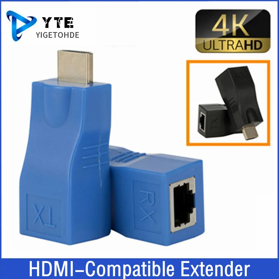 

HDMI-compatible Extender RJ45 4K 3D Hdmi-compatible 1.4 30M Extender to RJ45 Over Cat 5e/6 Network LAN Ethernet Adapter-Big Sale