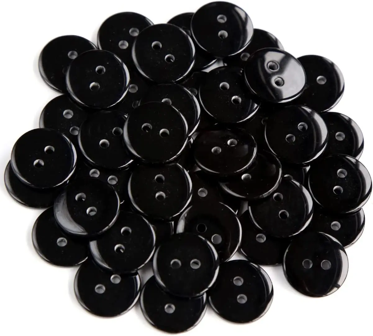 Botones negros de 4 agujeros para camisa de 0,4 pulgadas, botón negro, 18  L, botones de costura de plástico, paquete de 20