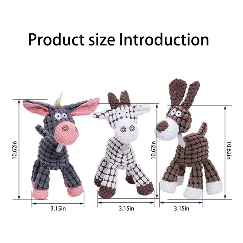 Funny Pet Toy Donkey Shape Corduroy Chew Toys for Dogs Puppy Squeaker Squeaky Plush Bone Molar Dog Toy Training Pets Supplies 2
