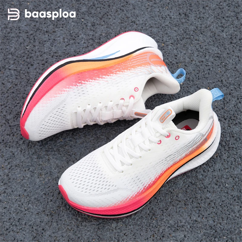 Baasploa New Running Shoes Women Lightweight Breathable Non-slip Sneakers Female Outdoor Carbon Plate Professional Sports Shoes