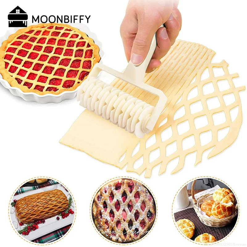 Reusable Dough Lattice Roller Cutter Pull for Pizza Pastry Cutter Pie Craft Net Wheel Knife Baking Tool Bakeware Pastry Cutters