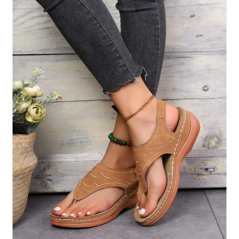 Damen-Sandalen mit Weicher Sohle, Sommer-Schuhe für Frauen, Keilabsatz-Sandalen, Strand-Pantoletten, Damen-Flip-Flops, Sommer-Sandalen – Detail 28