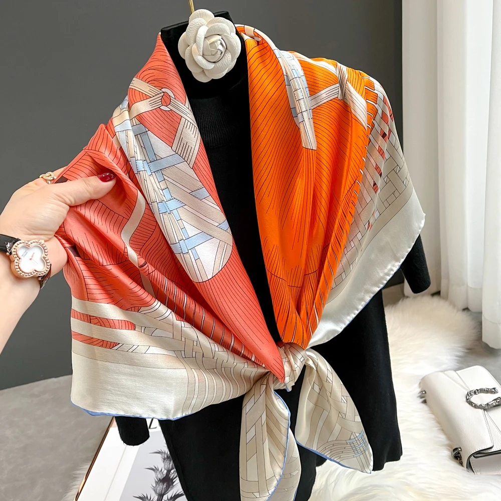 100% Real Silk Long Scarves and Shawls for Women Printed Wraps for Ladies 4  Seasons Bufanda Mujer Mulberry Natural Silk Scarf - AliExpress
