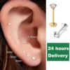 1/4Pairs 316L Stainless Steel Eearring Stud Cartilage Piercing Jewelry Helix Tragus Lip Flat Back Tiny Earrings for Women 18G 2