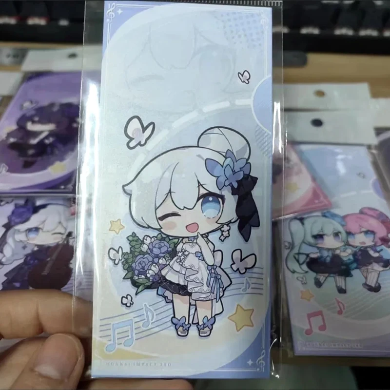 Game 4Pcs/Set Honkai Impact 3 Q Version Painting HD Laser Paper Double-sided Gilded Bookmark Postcard for Fans Gifts
