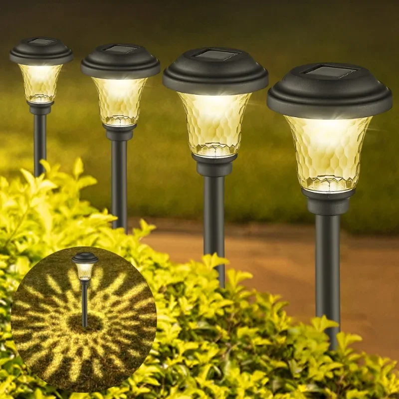 Solar Pathway Stake Lights Solar Garden Light with Battery Auto on at Dusk Outdoor Garden Lawn Lamp
