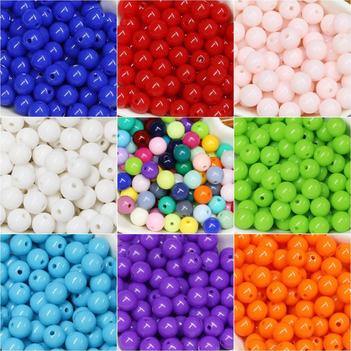 Multi size 3mm 12mm acrylic solid color perforated pearl ABS solid ...