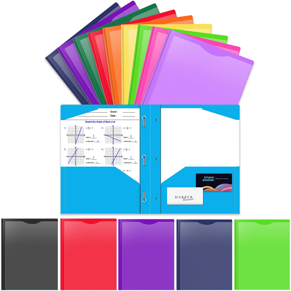 Pastas De Plástico Com Bolsos - Kit Com 6 Cores Sortidas, Ideal Para Organizar Documentos