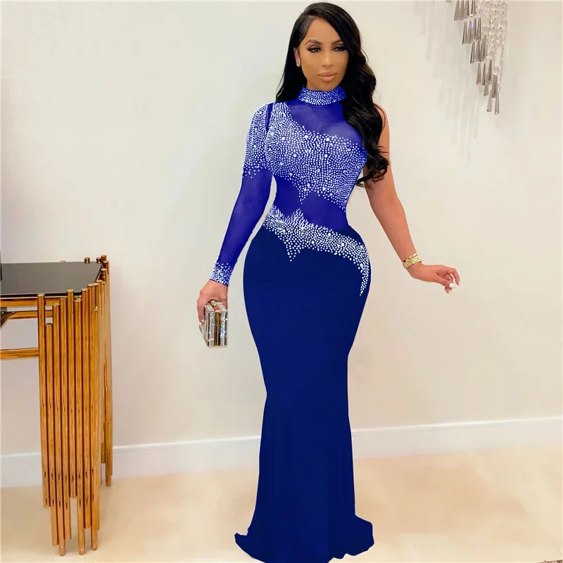 Abito Copricostume Da Donna Maxi In Rete Trasparente Con Perle E Strass – Lungo, Maniche Lunghe, Scollo Rotondo, Per Spiaggia Ed Estate