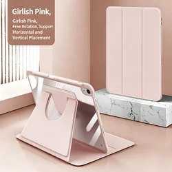 360° Rotating iPad Case with Pencil Holder and Stand Cover - iPad mini 6 7 (XZ - Pink)