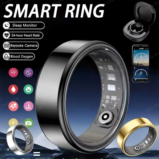 R10 Smart Ring with Charging Dock Men Women Health Sleep Heart Rate Monitoring IP68 & 5ATM Waterproof Multi-sport Mode