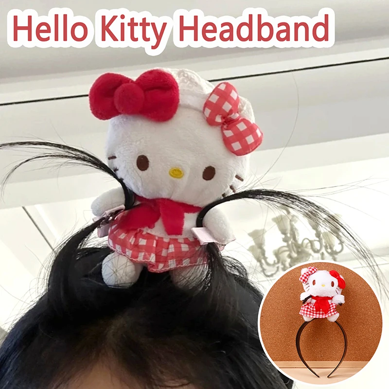 

Повязка на голову Kawaii Hello Kitty, мультяшная плюшевая кукла, обруч для волос, аксессуары для волос, креативный периферийный подарок