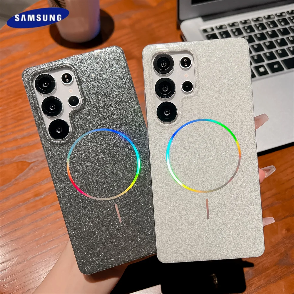 Glitter Bling Shockproof Magnetic Phone Case with Wireless Charging Compatibility
