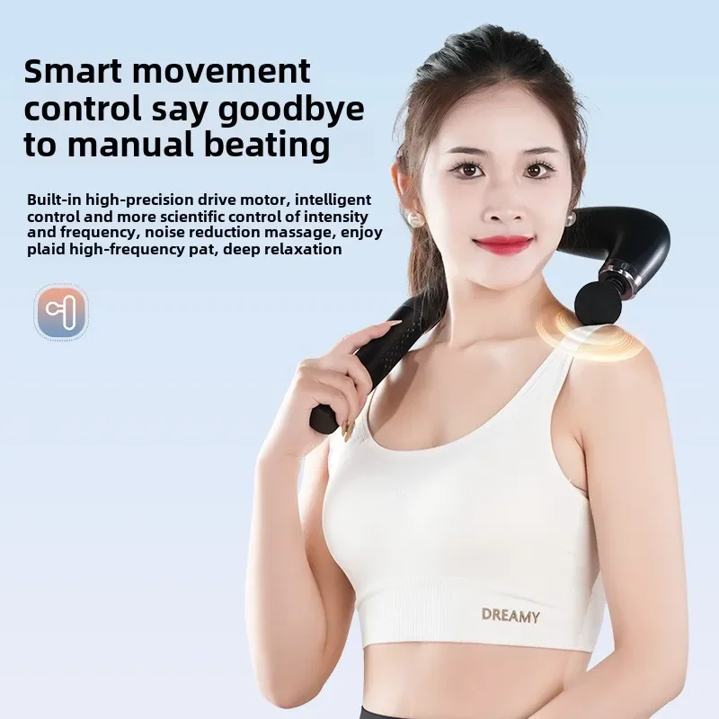 Curved Head Silent Comfort Massage Gun Extended Back Pounding Artifacts Fascia Hammer for Deep Tissue Therapy