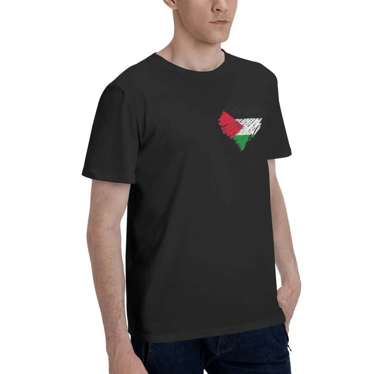 Męska koszulka palestyńska palestyńska serce bazgroły Vintage koszulki bawełniane t-shirty z krótkim rękawem prezent bluzki z okrągłym dekoltem