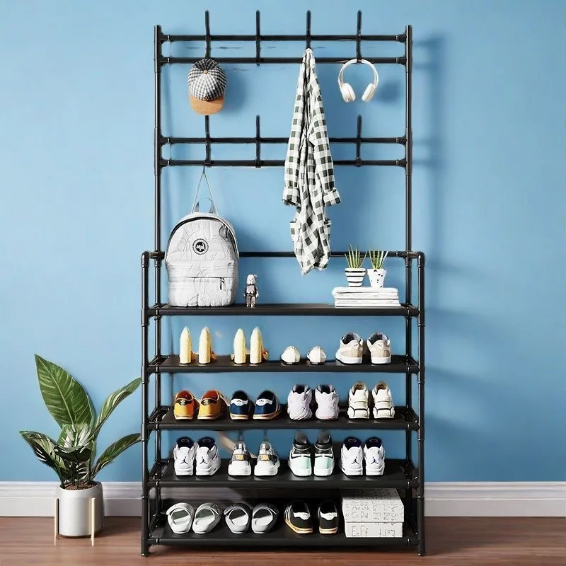 Clothes Hanger Multi-Layer Shoe Rack Doorway DIY Hat and Shoes Shelf Simple Floor-Standing Living Room Organizer Storage Racks clothes rack,shoe and hat racks