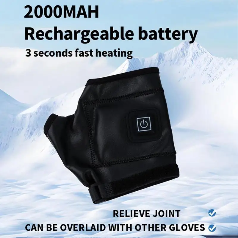 USB Electric Heated wireless Gloves Hand Warmers 2000mAh rechargeable battery 3-temp Settings Working Half Mittens for Women Man 4