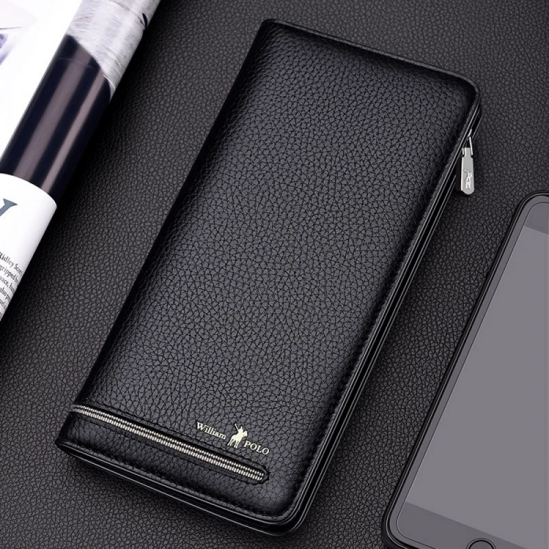 

Emperor Paul Long Wallet Men's Anti-Theft Card Swiping Bag Genuine Leather Multiple Slots Large Capacity Multifunction Hand