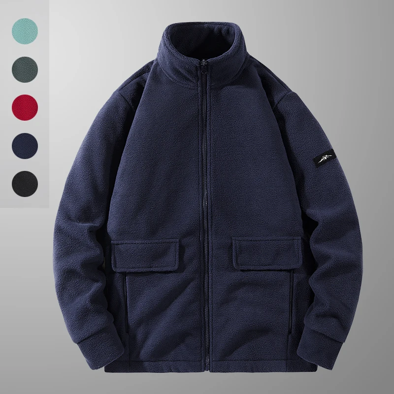 

Men's and Women's Fleece Jackets Couple's Thick Fleece Jackets Stand-up Collar Loose Fit Youth Fashion City Winter Coat