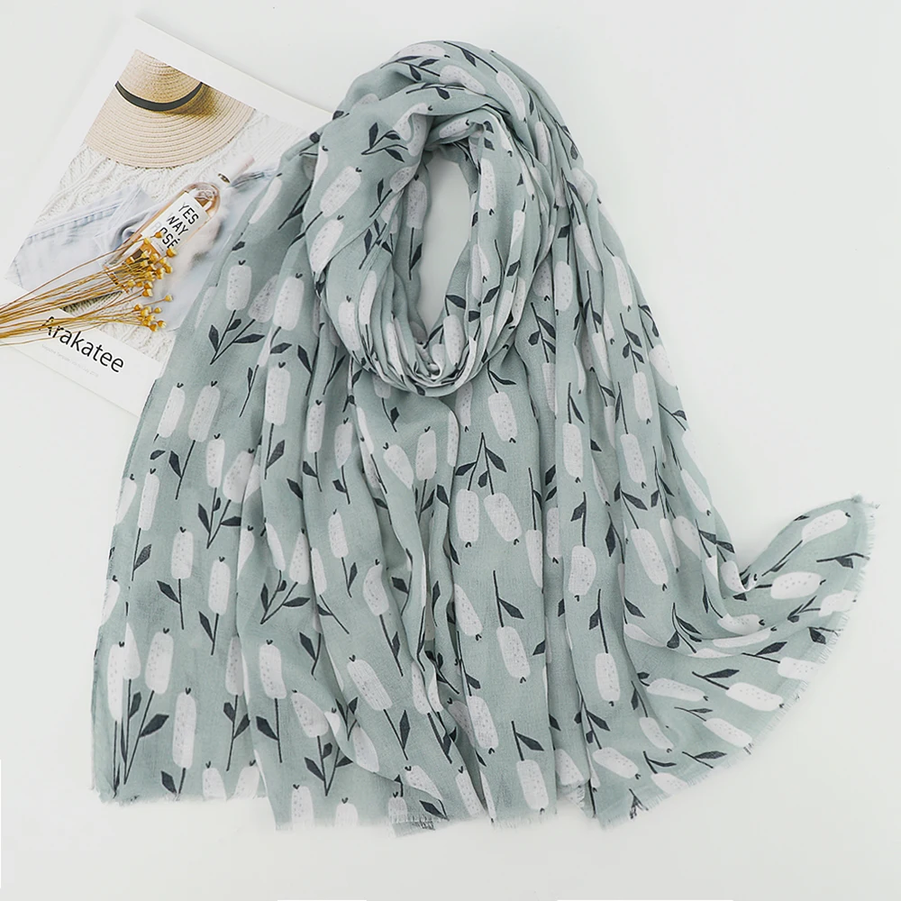 

Fashion Luxury Printed Floral Tassel Viscose Shawl Scarf Lady High Quality Wrap Pashmina Stole Bufandas Muslim Hijab Foulard