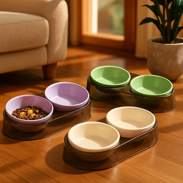 Durable Elevated Dual Bowl Feeder | Raised Pet Feeding Station with Non-Slip Stand, Easy Feeding for Cats & Small Dogs Durable Elevated Dual Bowl Feeder | Raised Pet Feeding Station with Non-Slip Stand, Easy Feeding for Cats & Small Dogs