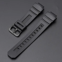 Men's Sport Waterproof Black Resin Watch Strap - Durable Rubber Bracelet Band - 16mm (Black black)