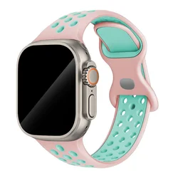 Breathable Silicone Sport Band - 42 44 45 49 S10 - 46mm (13 Pink Green)