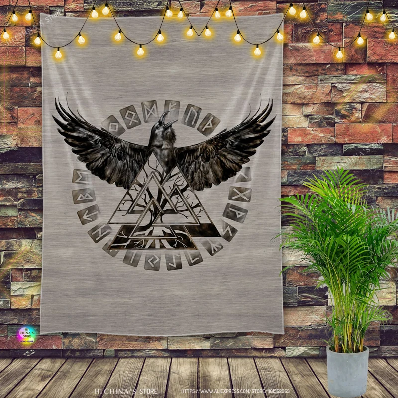 Wikinger großen Stoff Tapisserie Hippie Boho Wikinger Wandbehang Boho Hippie Tarot Hexerei Wohnzimmer Schlafzimmer Wohnkultur – Detail 12