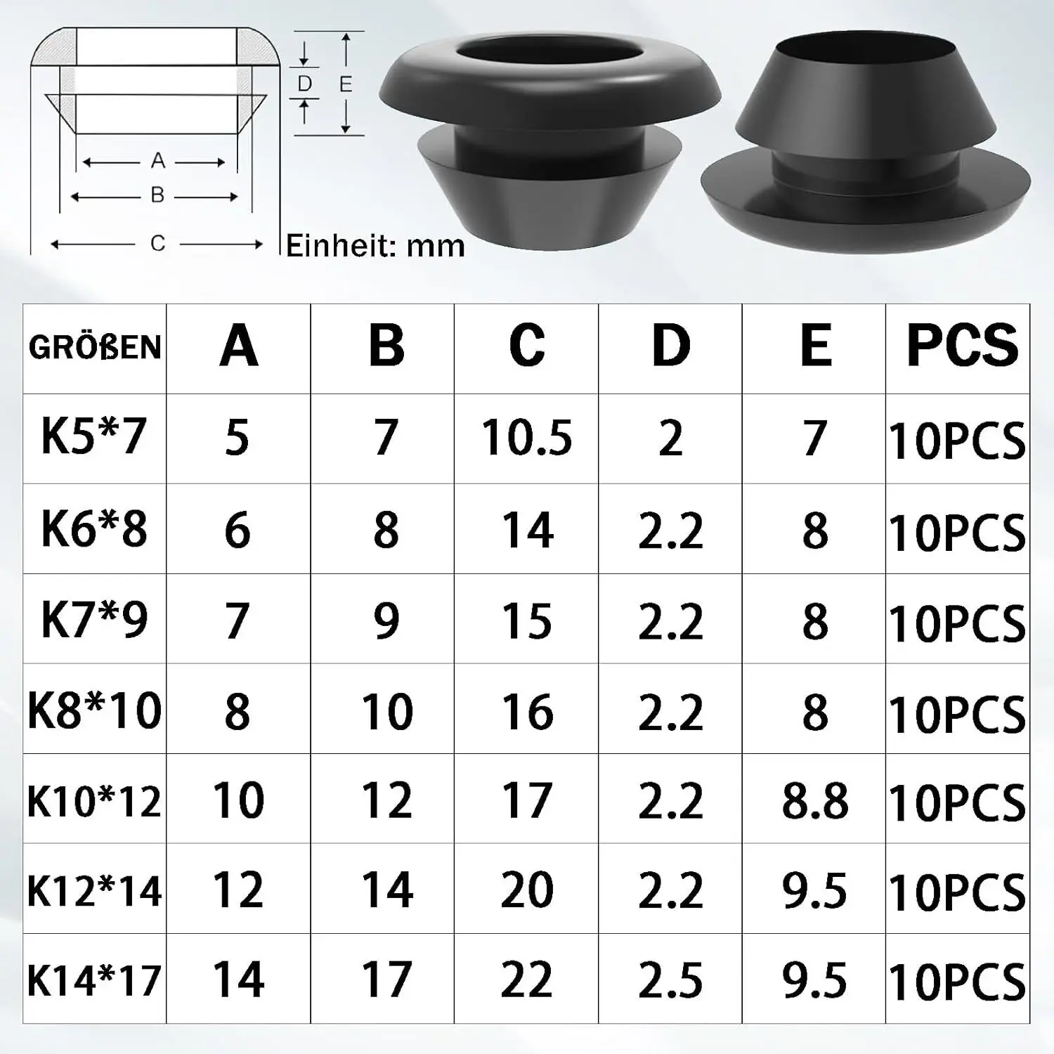 70Pcs Rubber Grommet Kit Cable Wire Hole Grommets Automotive Wiring Electrical Panels Dust Proof Moisture Resistant