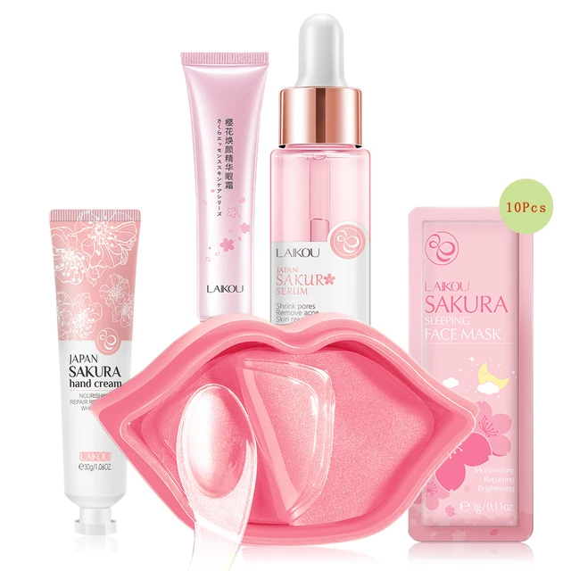 Skin Care Set Moisturizing Lip Mask Anti Aging Eye Cream Hydrating Face Serum Good Night Free Wash Mask Women Skin Care Product