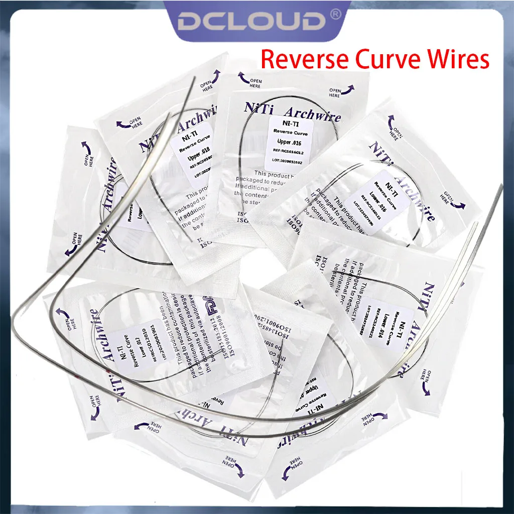 20Pcs/10Packs Dental Orthodontic Super Elastic Niti Arch Wires Reverse Curve Archwires Round Rectangular Dentist Ortho Materials