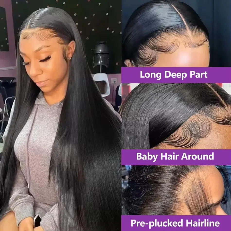 13x6 Straight 200 Density Transparent Lace Frontal Wig 48 50 52 Inches Lace Front Wig 13x4 Human Hair Brazilian Remy Women