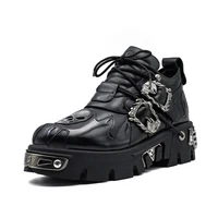 2025 Men and Women Vintage Rock Couple Shoes New Dark Punk Leather Retro Boots Metal Niche Design Unisex Single Platform Shoes - Image 2