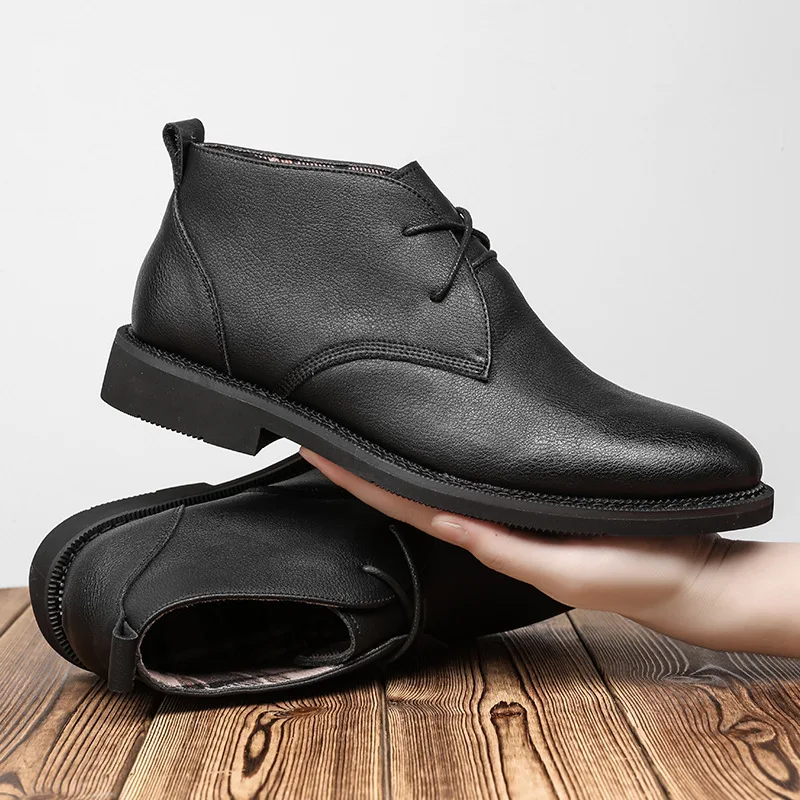 mens casual business office formal dress chelsea boots shoes genuine leather boot black ankle botas hombre chaussure