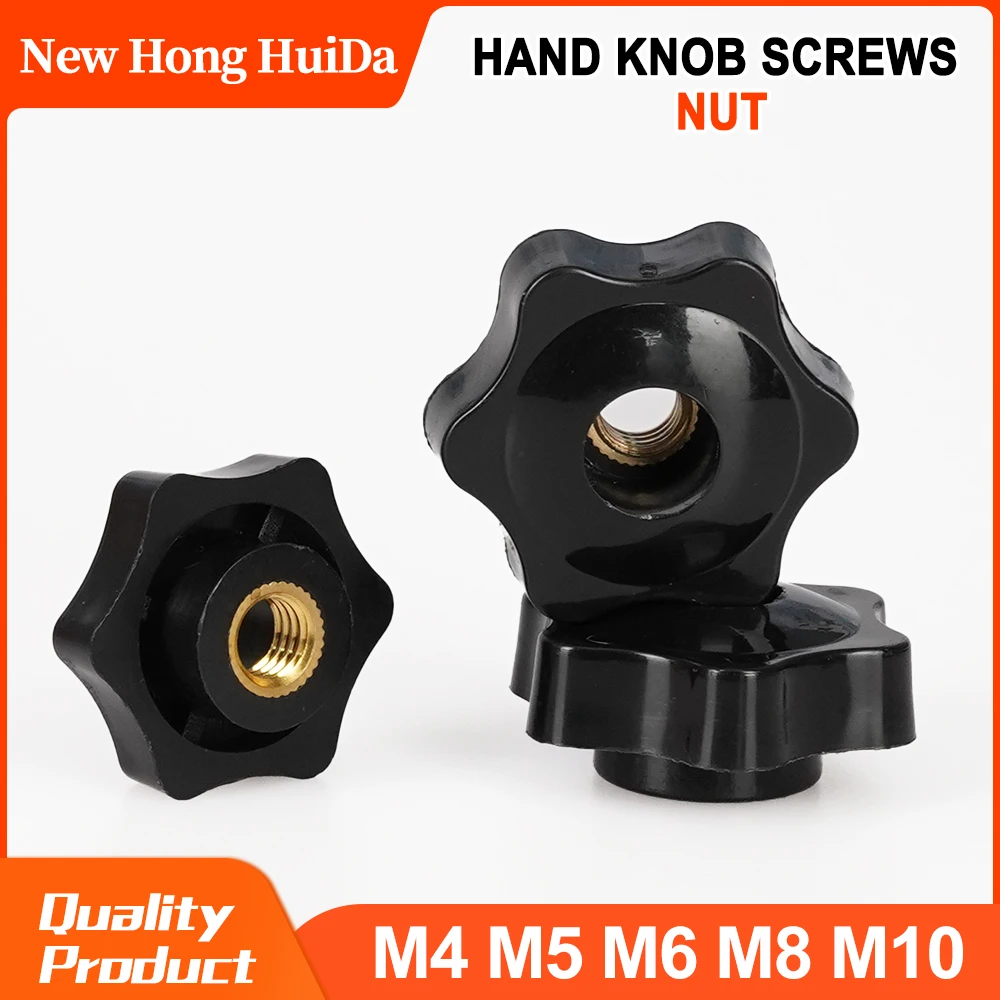 Ameixa Mão Apertar Porcas Lidar com Rosca Estrela Botão Mecânico Polegar Aperto Cego Embora Preto Manual Porca Variedade Kit m4 m5 M6m8