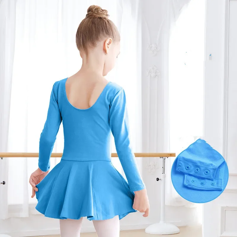 Skirted Leotards Girls Short Long Sleeve Dress for Ballet Dance Ballerina Outfit Gymnastics Clothes Class Cotton U Back Princess ballet leotard dance leotard