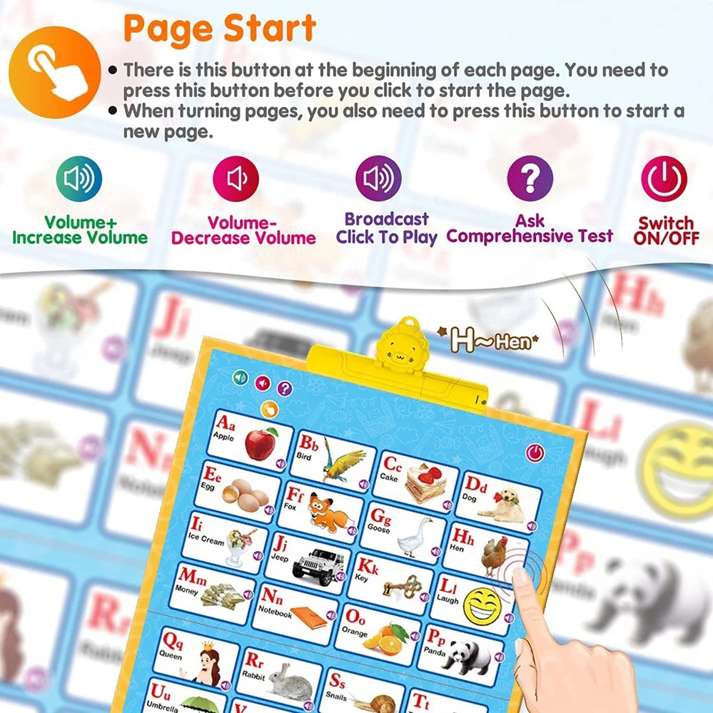 Arabic English Point Reading Machine Baby Intelligence Development Multifunctional Drawing Board  Early Education Wall Chart 3