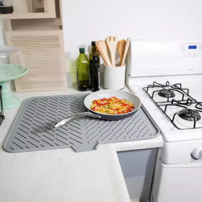 Large Size Kitchen Dining Mat Heat Resistant Silicone Drainage Opening Diwaer Se Bowl Plate Tray Dry Pad Dinner Mat