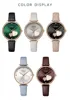 ساعة يد نسائية من CURREN ماركة فاخرة بحزام جلد ذات ألوان مميزة مضادة للماء بتصميم داخلي لمحبي القلب 9077 3