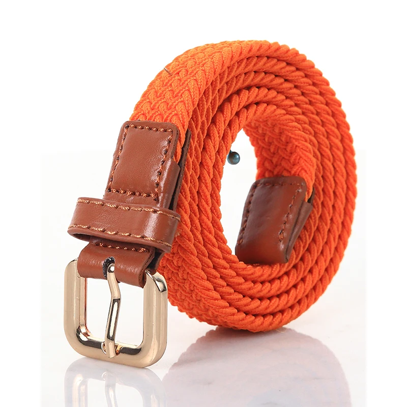 Kids Fashion Belt SupSindy Women & Children's Elastic Belt Pin Buckle Weave Stretch Canvas Belt Candy Colors Luxury Jeans Belts for Boys Girls Strap