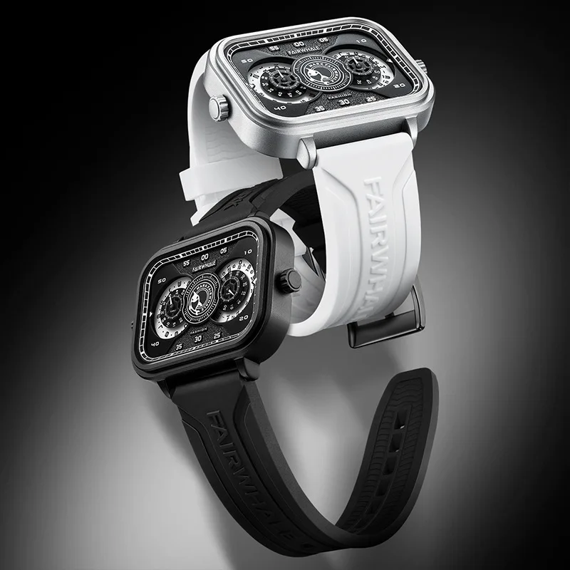 

5760 креативные прямоугольные многофункциональные силиконовые водонепроницаемые высококлассные деловые кварцевые часы Mark fairкит для мужчин