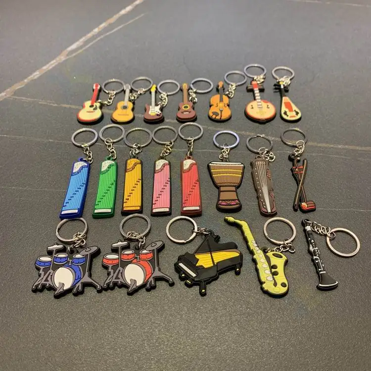 Description Picture 2 of itempiano Guitar Keychain Punk Violin Musical Instrument Silicone Pendant Keyring Guzheng Holder Friends Gifts Bag Jewelry souvenir